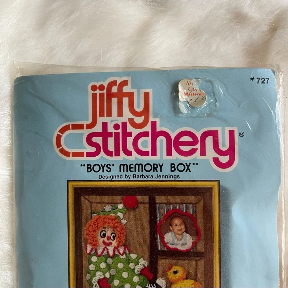 Vtg 1981 Sunset Designs Jiffy Stitchery Boys’ Memory Box Needlepoint Craft 727